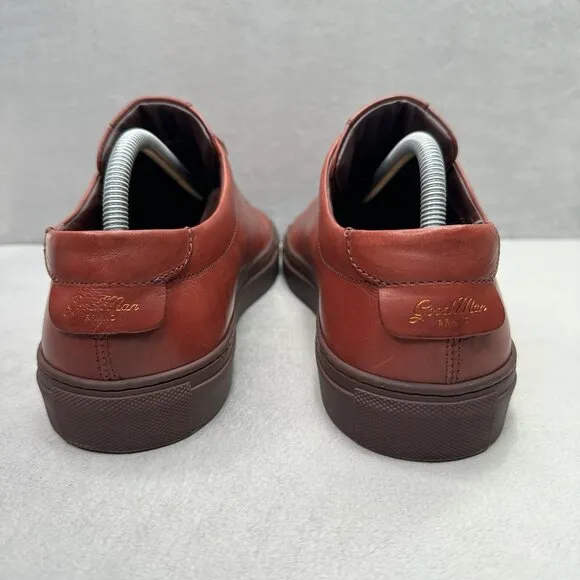 Good Man Brand Edge Mens Size 10.5 Red Leather Lace-Up Low Top Fashion Sneakers