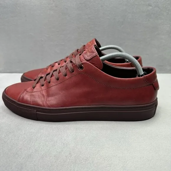 Good Man Brand Edge Mens Size 10.5 Red Leather Lace-Up Low Top Fashion Sneakers