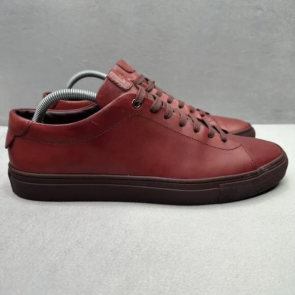 Good Man Brand Edge Mens Size 10.5 Red Leather Lace-Up Low Top Fashion Sneakers