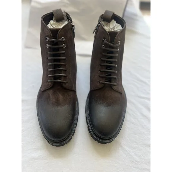 Good Man Brand Men Modern City Boot Lace-Up Brown Fine Suede Ankle Boots 10.5