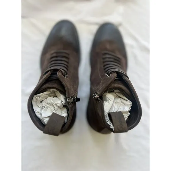 Good Man Brand Men Modern City Boot Lace-Up Brown Fine Suede Ankle Boots 10.5