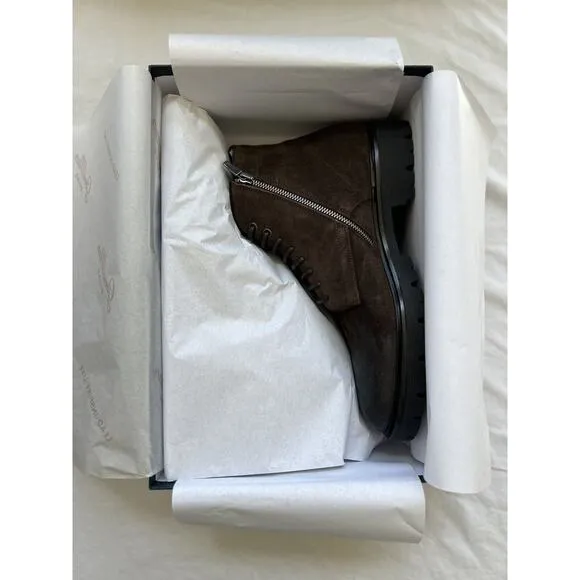 Good Man Brand Men Modern City Boot Lace-Up Brown Fine Suede Ankle Boots 10.5