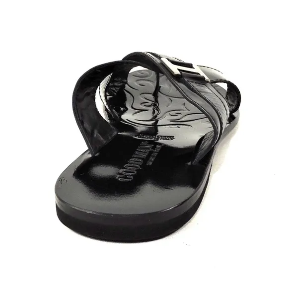 GOODMAN 🇮🇹 MEN'S BLACK LEATHER FLAT SUMMER SANDALS