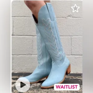 GORGEOUS NWT light blue cowboy boots w/ heart &amp; bow detail