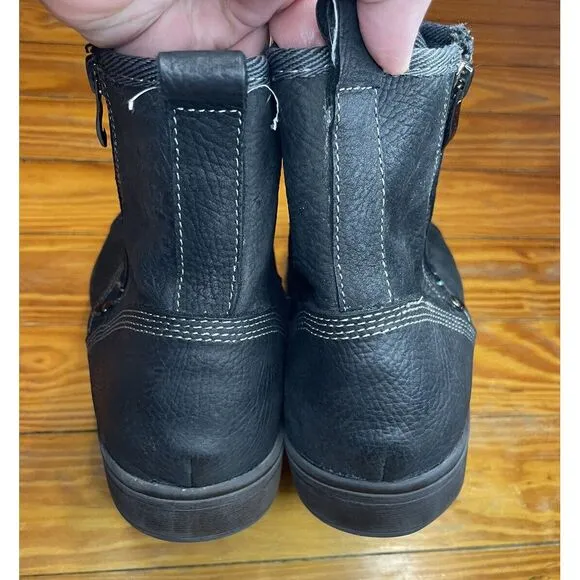 Gray Saks Fifth Avenue Grey Leather‎ Boots Mens Size 12