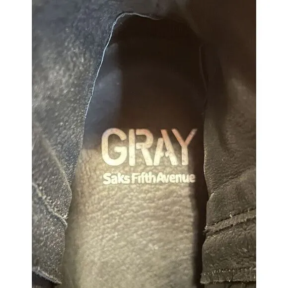 Gray Saks Fifth Avenue Grey Leather‎ Boots Mens Size 12