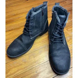 Gray Saks Fifth Avenue Grey Leather‎ Boots Mens Size 12