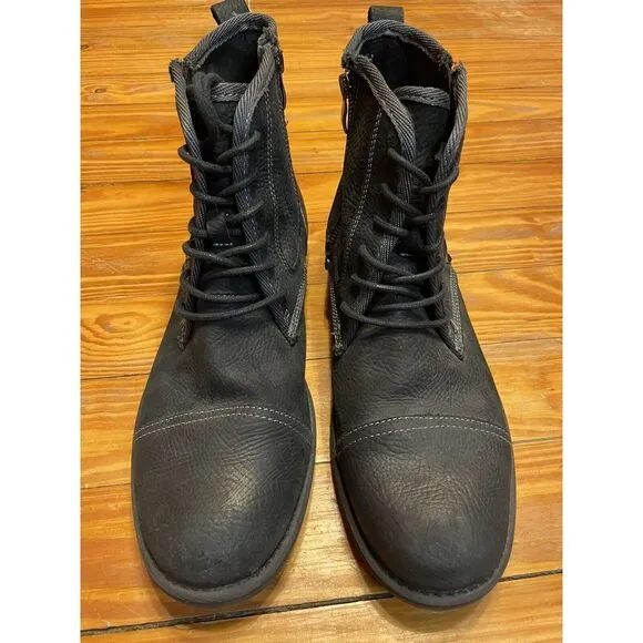Gray Saks Fifth Avenue Grey Leather‎ Boots Mens Size 12