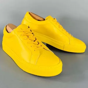 GREATS Yellow Leather Low Top Lace-Up Sneakers