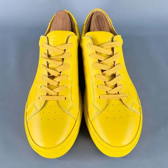 GREATS Yellow Leather Low Top Lace-Up Sneakers