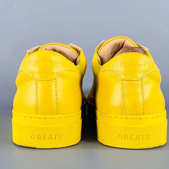GREATS Yellow Leather Low Top Lace-Up Sneakers