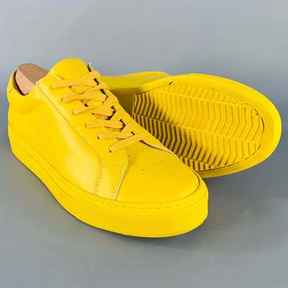 GREATS Yellow Leather Low Top Lace-Up Sneakers