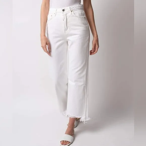 GRLFRND Bobbi Jeans in White Waves, Size 26