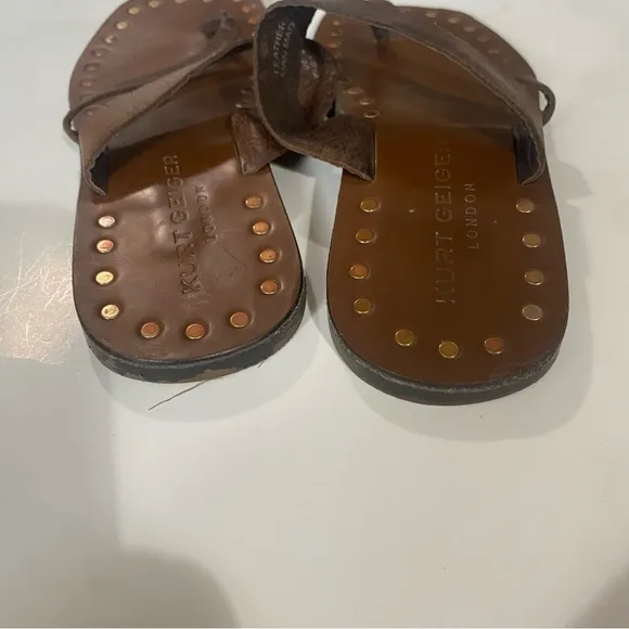 GUC Kurt Geiger London Brown Flat Sandals. Sz 37=US 7| Festival Maximalist Style