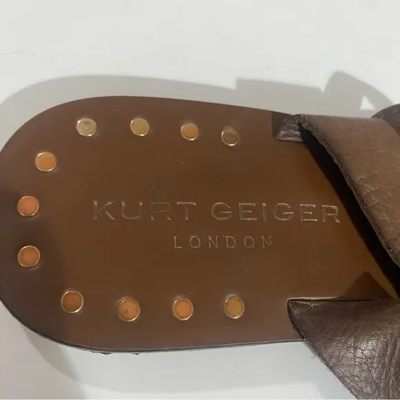 GUC Kurt Geiger London Brown Flat Sandals. Sz 37=US 7| Festival Maximalist Style