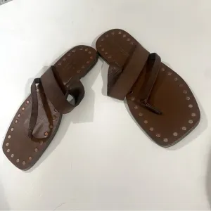 GUC Kurt Geiger London Brown Flat Sandals. Sz 37=US 7| Festival Maximalist Style