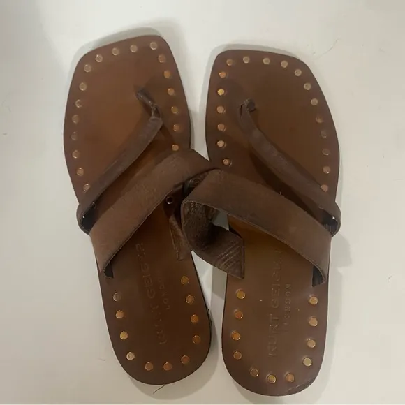 GUC Kurt Geiger London Brown Flat Sandals. Sz 37=US 7| Festival Maximalist Style
