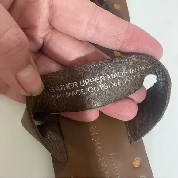 GUC Kurt Geiger London Brown Flat Sandals. Sz 37=US 7| Festival Maximalist Style