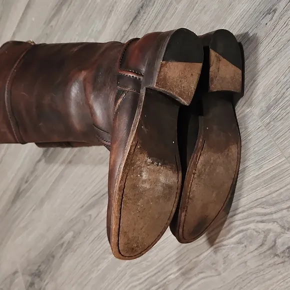 GUC Quality FRYE Tall Riding Pull On Choc Brown Boots