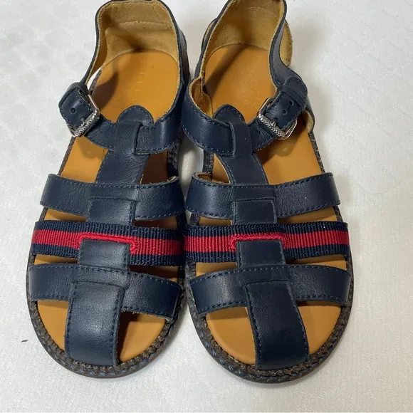 Gucci Boys Leather Fisherman Style Sandals Size 12