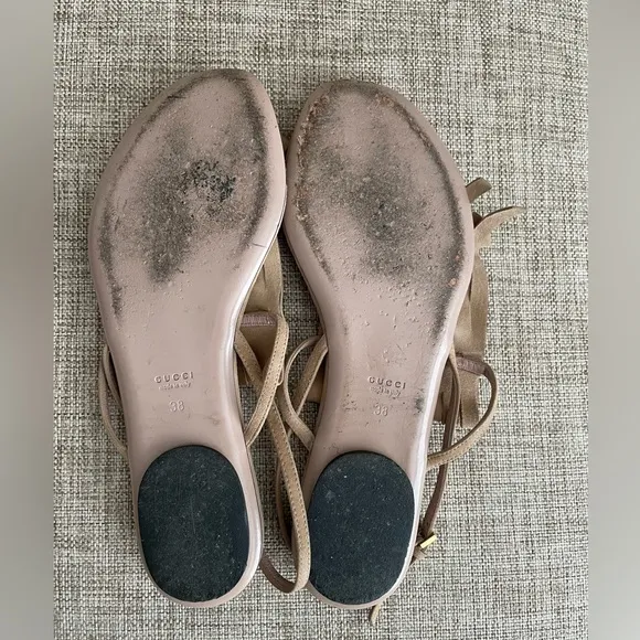 Gucci Gucci Beige Suede Becky Fringe Flat Sandals Size 38