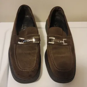 Gucci Horsebit Brown Suede Loafers Italy Women's 39 ¹/² E / US 9.5 Need Repaired