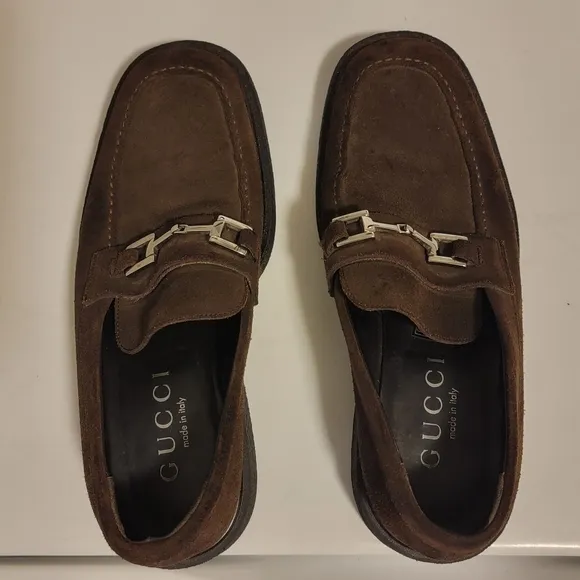 Gucci Horsebit Brown Suede Loafers Italy Women's 39 ¹/² E / US 9.5 Need Repaired