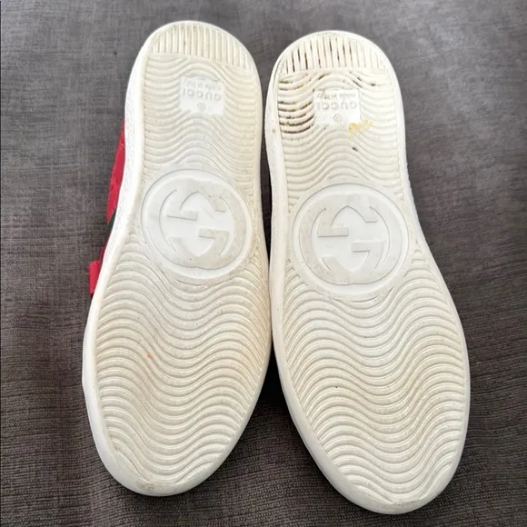 Gucci Red Ace Leather Velcro Sneakers