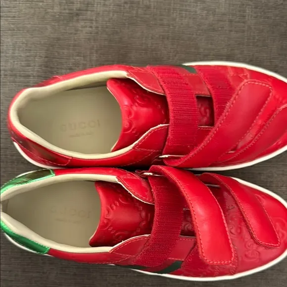 Gucci Red Ace Leather Velcro Sneakers