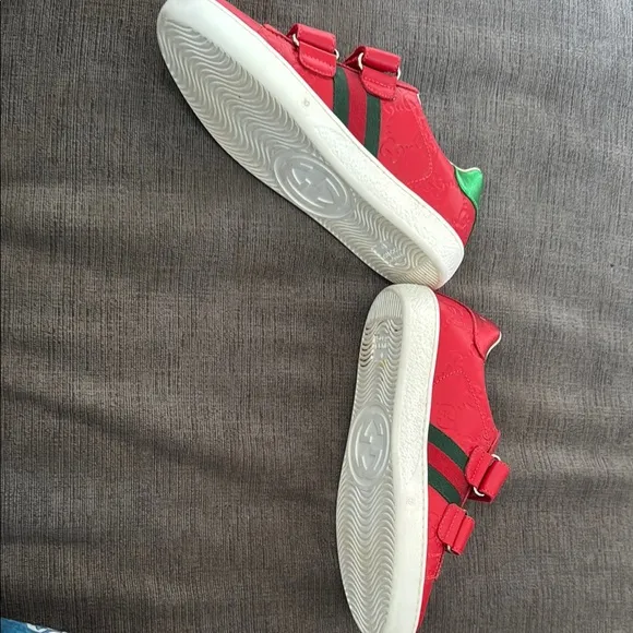 Gucci Red Ace Leather Velcro Sneakers