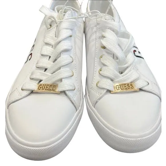 Guess White Red Plaid Tartan Logo Gold Hardware Fashion Sneakers Size 9 NEW