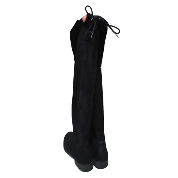 [H220] Fioni Faux Black Soft Suede Over the Knee-High Boots