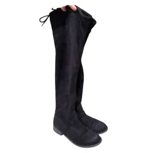[H220] Fioni Faux Black Soft Suede Over the Knee-High Boots