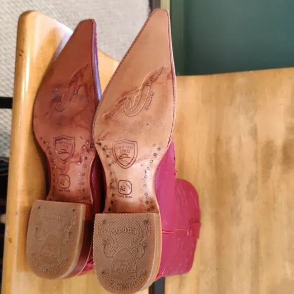 Hand made Wild West boots genuine eel skin size 6.5 EE red