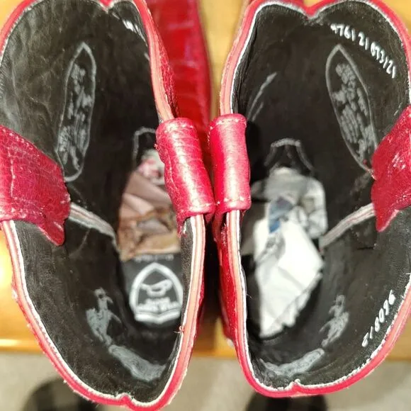 Hand made Wild West boots genuine eel skin size 6.5 EE red