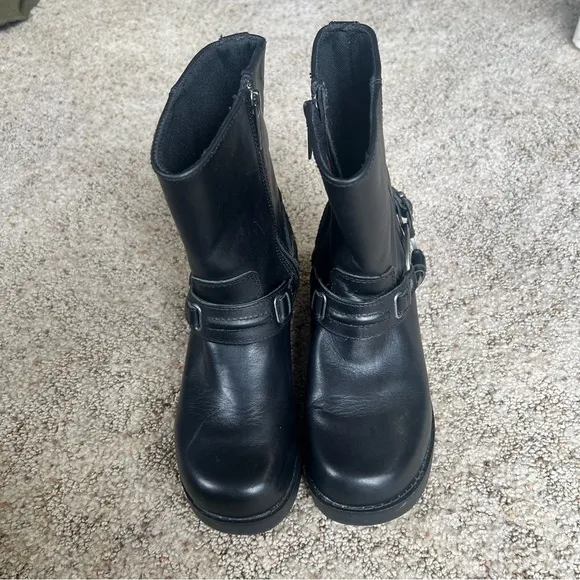 Harley Davidson  Christa Harness Black Leather Moto Boots Women’s Sz 7