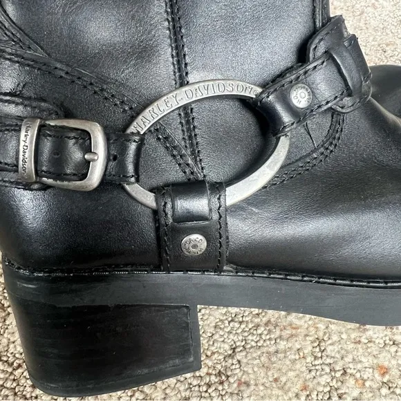 Harley Davidson  Christa Harness Black Leather Moto Boots Women’s Sz 7