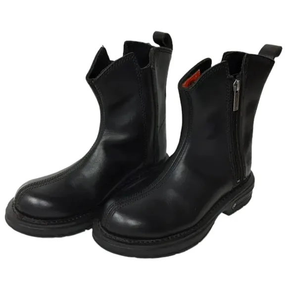 Harley-Davidson El Campo Black Leather Side Zipper Chelsea Riding Moto Boots