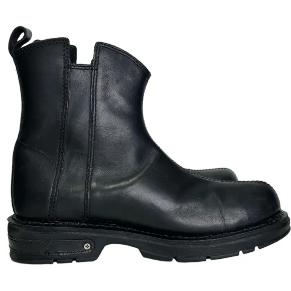 Harley-Davidson El Campo Black Leather Side Zipper Chelsea Riding Moto Boots