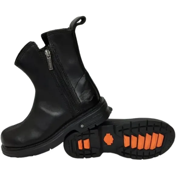 Harley-Davidson El Campo Black Leather Side Zipper Chelsea Riding Moto Boots