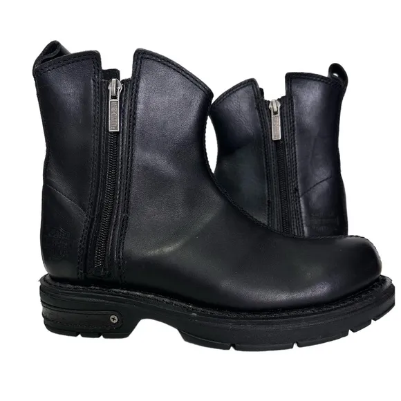 Harley-Davidson El Campo Black Leather Side Zipper Chelsea Riding Moto Boots
