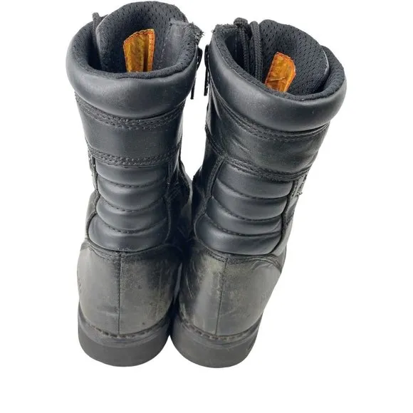 Harley Davidson Men's Black/Brown Leather Zip Up Motorcycle Boots Size 8.5