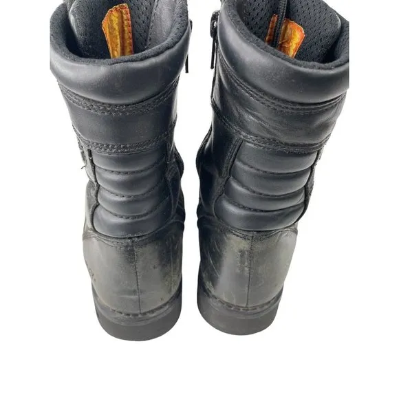 Harley Davidson Men's Black/Brown Leather Zip Up Motorcycle Boots Size 8.5