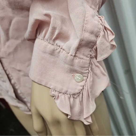 Hatch The Grace Dress in Rose Pink / Gold Flutter Sleeves