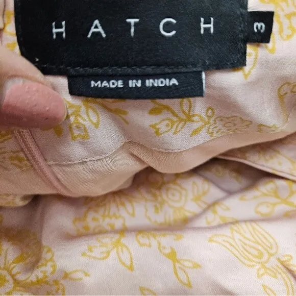 Hatch The Grace Dress in Rose Pink / Gold Flutter Sleeves