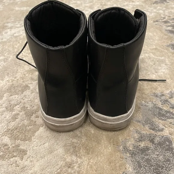 Helm The Charlie Ankle Men’s Lace Up Sneaker Boots In Black Leather Size 7M