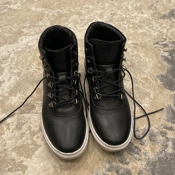Helm The Charlie Ankle Men’s Lace Up Sneaker Boots In Black Leather Size 7M