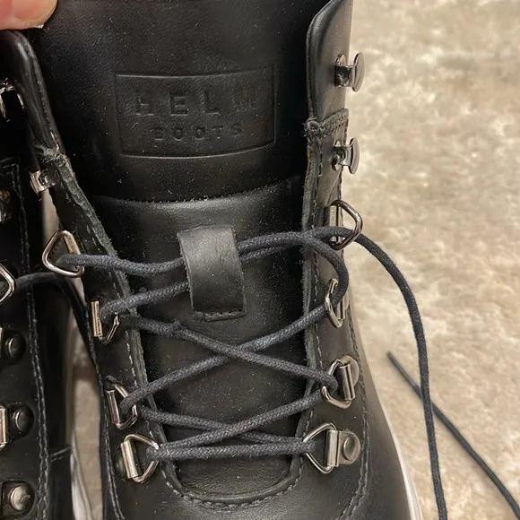 Helm The Charlie Ankle Men’s Lace Up Sneaker Boots In Black Leather Size 7M