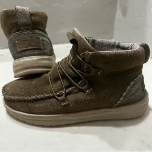 Hey Dude Eloise Suede Womens Boots Size 6 Slip On Fossil Brown Moccasin Style