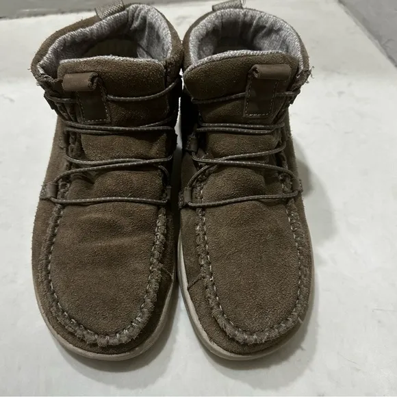 Hey Dude Eloise Suede Womens Boots Size 6 Slip On Fossil Brown Moccasin Style